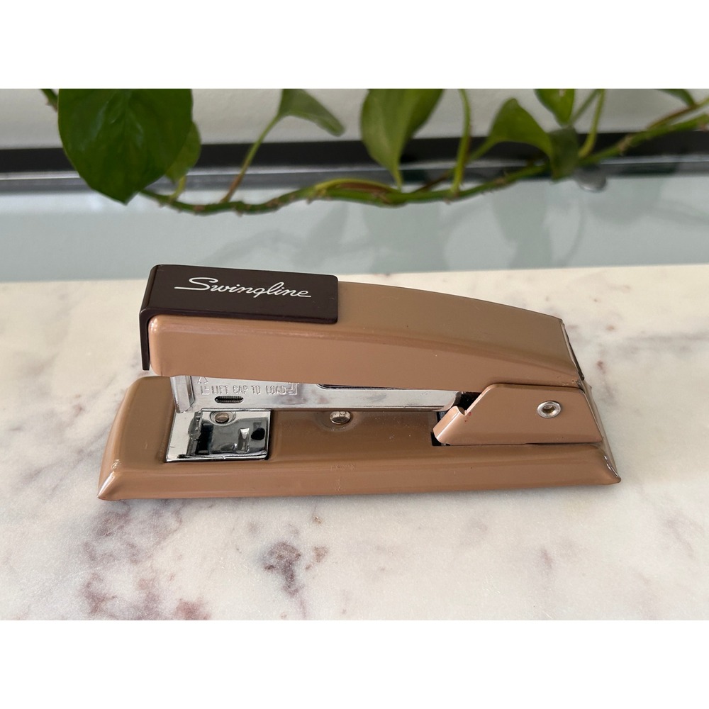 Vintage Swingline 711 Compact Stapler Tan Brown Mid Century Modern Office Decor